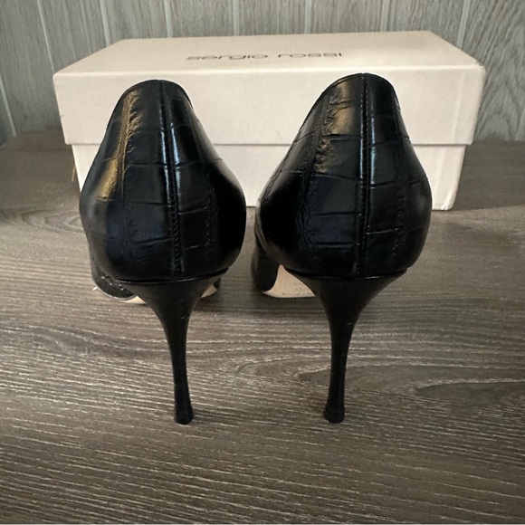 Sergio Rossi Godiva Black Croc Alligator Pumps Heels 5 35.5 35 1/2 - Picture 9 of 15